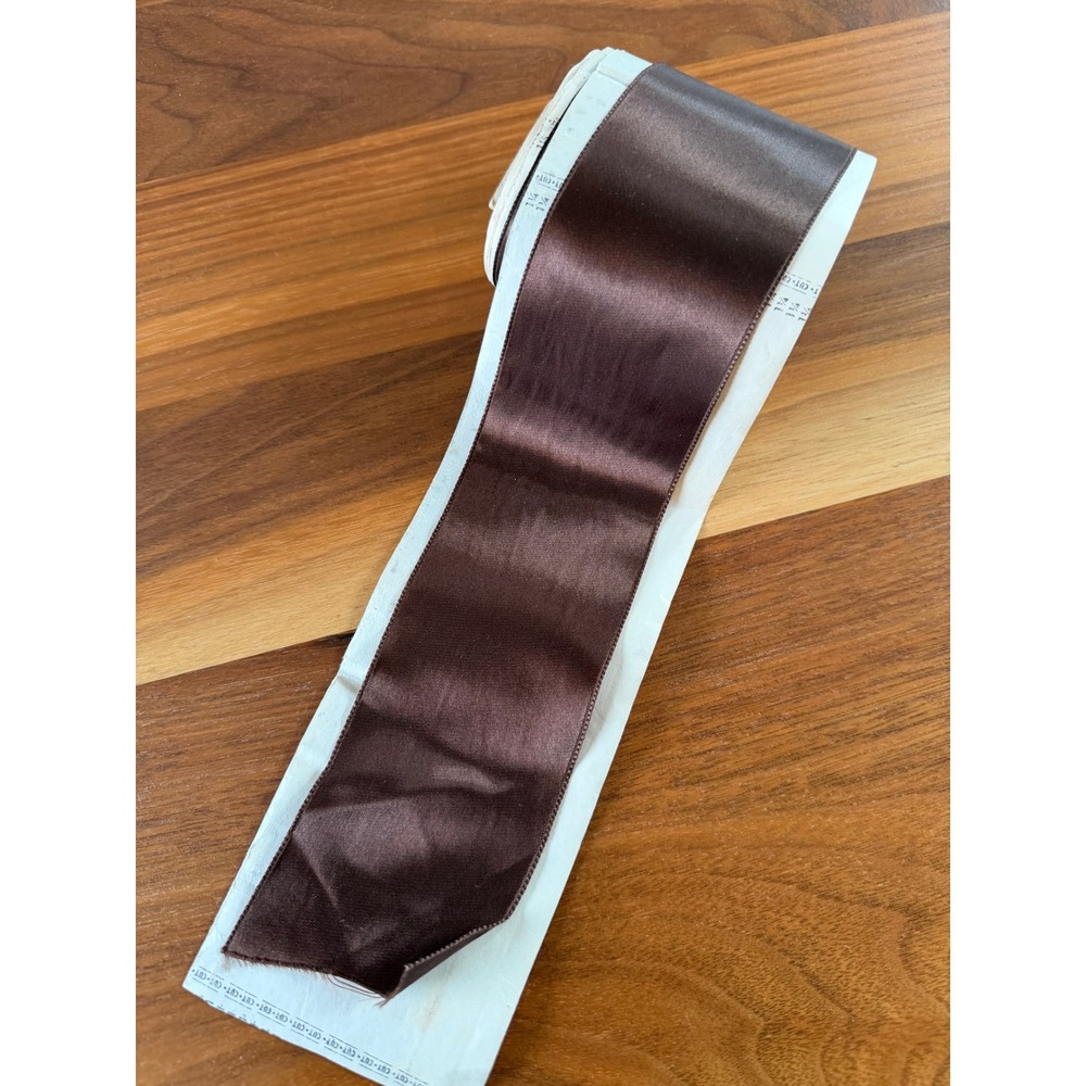 VTG Brown Satin 2.25" Ribbon 10 yards Sewing Crafting Notions